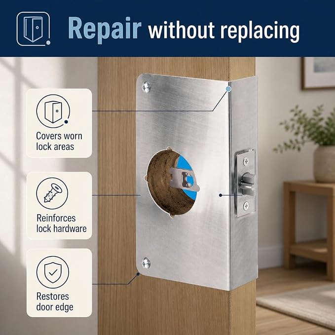 Prime-Line U 9551 Stainless Steel Lock and Door Reinforcement Plate - Image 3