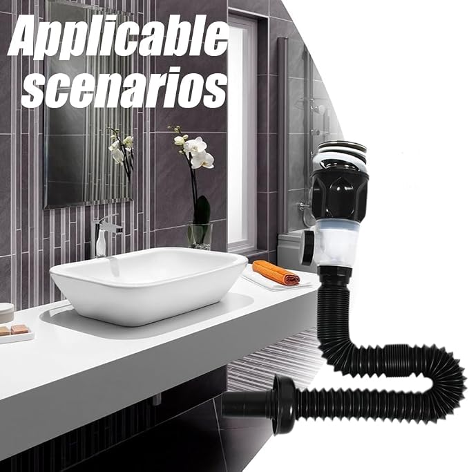 Bathroom Sink Drain Kit, P-Trap Sink Drain Pipe Tube, Flexible Expandable Sink - Image 5