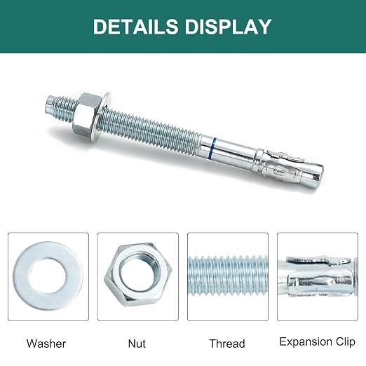 5/8" x 7" Concrete Anchors 5/8 inch Wedge Anchors Bolts Zinc Plated - Image 3