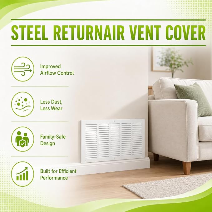 24" x 6" Return Air Grille Duct Opening, Ceiling Sidewall Floor Cold Air Intake - Image 6