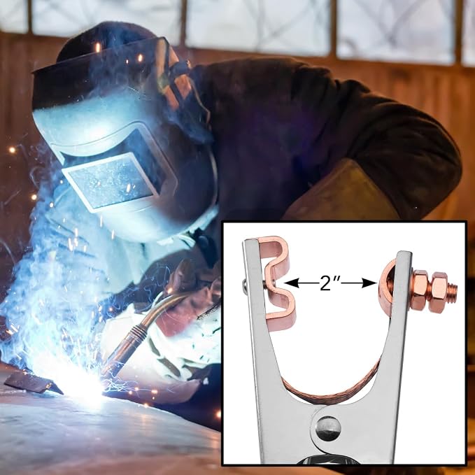 Spartan Power Welding Ground Clamp 400A Copper Plated Jaw, Braided Copper Shunt - Image 5