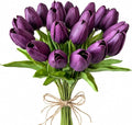 Mandy's 20pcs Artificial Grape Purple Tulips | 13.5 Inch Lifelike PU Tulips by Mandys