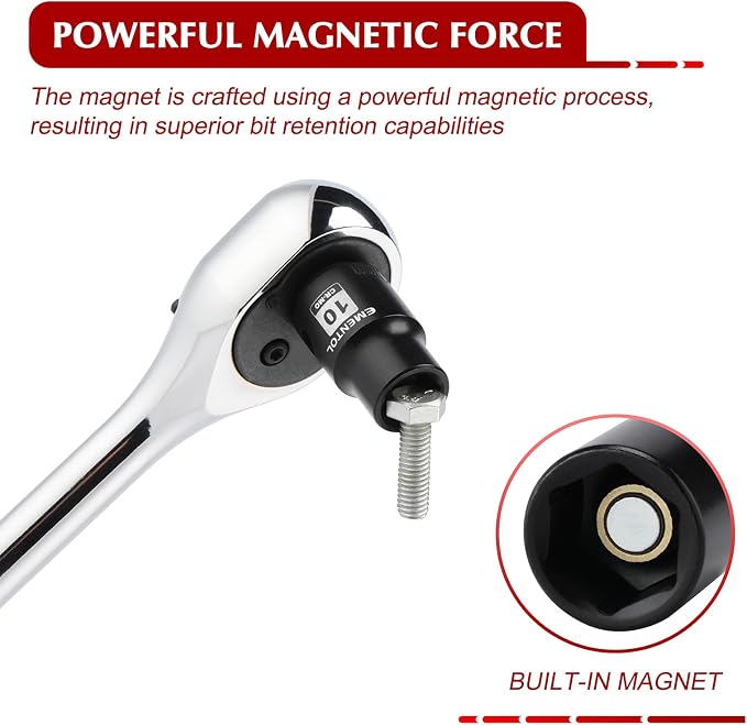EMENTOL 1/4 Inch Drive Magnetic Impact Socket Set, 19-Piece Metric, 6 Point - Image 3