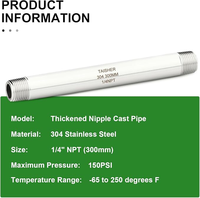 2pcs Thickened Nipple Cast Pipe 1/4" NPT Male - Image 5