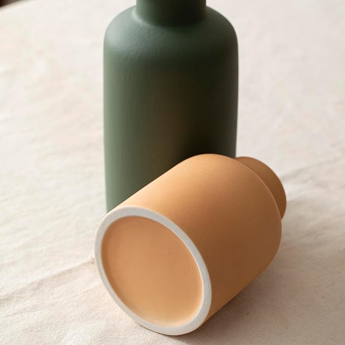 Large Modern Ceramic Vase Set of 3, Neutral Colors, Decorative Bottles - Image 8