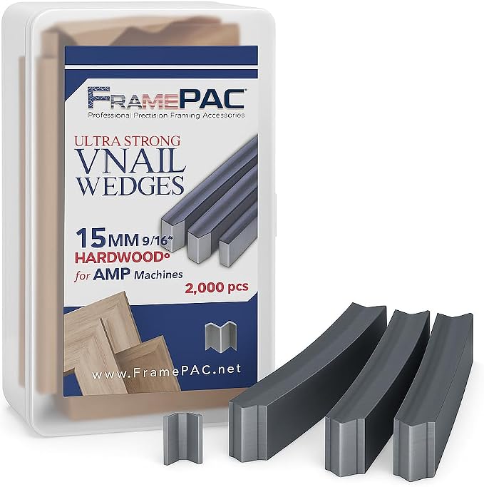 V Nails for Hardwood Picture Frames - 15mm - - AMP - Ultra Strong Vnail Wedges by FramePac