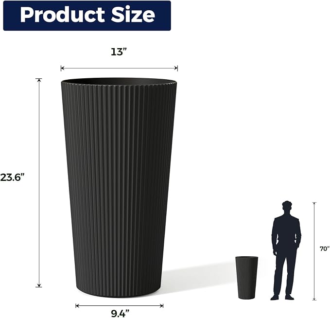 24" Tall Planters for Outdoor Plants Set of 2 - Image 2