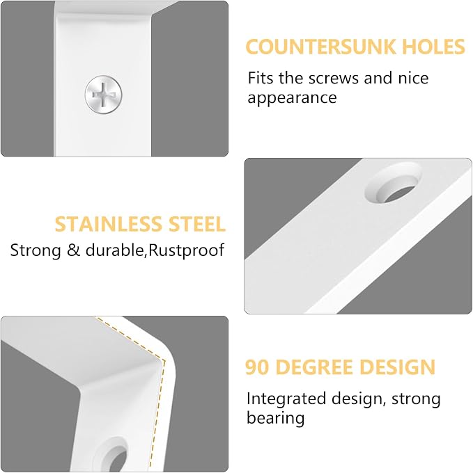 LSK 6PCS L Bracket, L 4"×H 2" Shelf Support Bracket, Max Load :42lb, Living Room - Image 3
