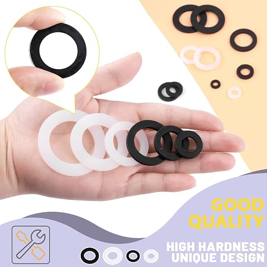 Swpeet 256Pcs 7 Sizes Flat Rubber and Silicone Washers O Ring Plumbing Washers - Image 6