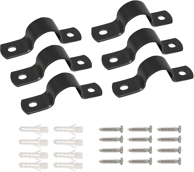 Jiozermi 25MM Black U-Tube Strap Clamp, Stainless Steel, Rigid Pipe Strap by Jiozermi