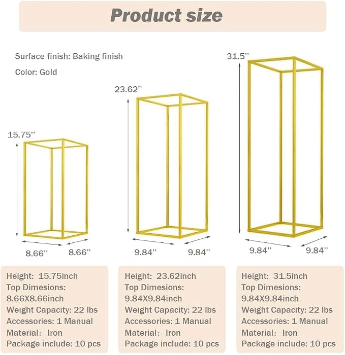 31.5inch 2 pcs Column Vases Gold Centerpieces - Image 5