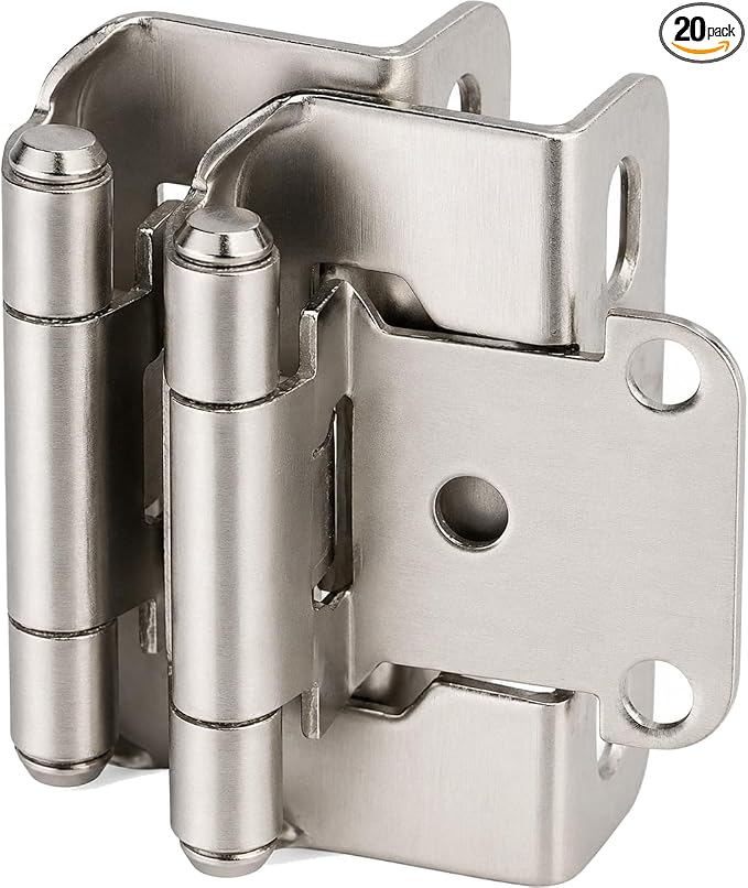 20 Pack 1/2" Overlay Brushed Nickel Cabinet Hinges by DecoBasicsHardware