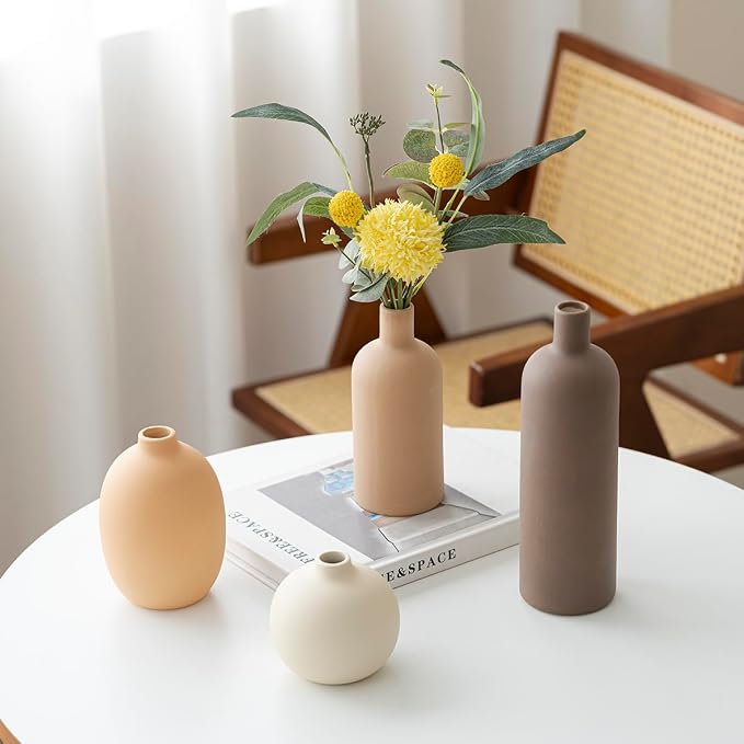 Modern Ceramic Vase Set, Neutral Colors, Decorative Vases - Image 7