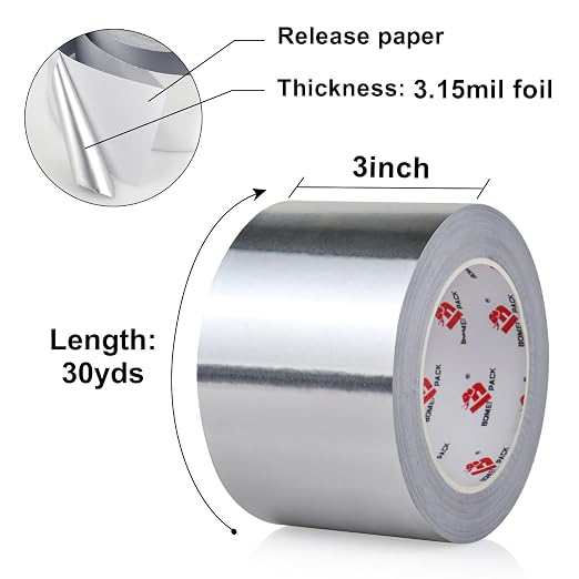 BOMEI PACK Aluminum Foil Tape, Heavy Duty Metal Foil Tape, High Temperature - Image 7