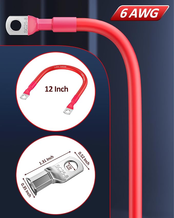 EXTRACTME Power Battery Cable, 6 AWG 12 Inch Flexible Silicone Jumper Cables - Image 6