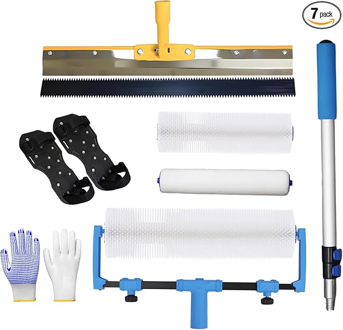 18-Inch Self-Leveling Cement Tool Kit, Upgraded Spike Roller Set by BERXOL