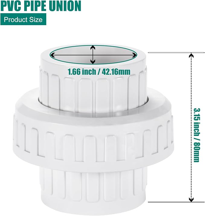 1-1/4" PVC Union Coupling Pipe Fitting, 1-1/4" PVC Slip Union Schedule 40 - Image 3