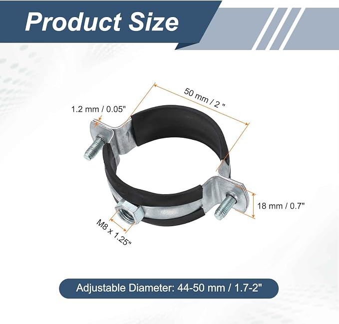 HARFINGTON 8 Pcs Split Ring Pipe Hanger 2" Galvanized Steel Sheet Wall Ceiling - Image 2