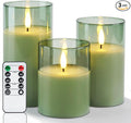 Amagic Green Glass Flameless LED Candles Battery Operated by AMAGIC