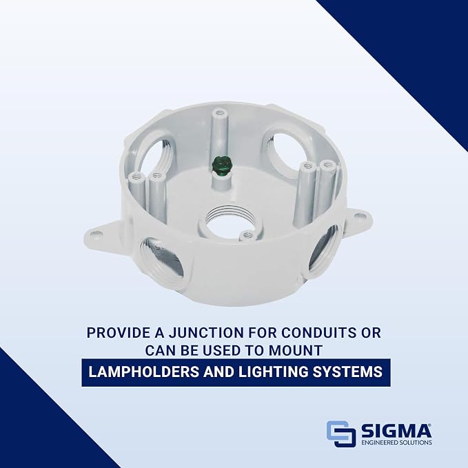 SIGMA ENGINEERED SOLUTIONS 143854 Round Metal Electrical Outlet Box, - Image 5