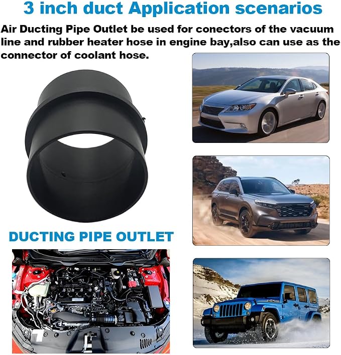 Car Air Ducting Connector Straight Air Heater Duct Joiner Connector Pipe 3'' - Image 6