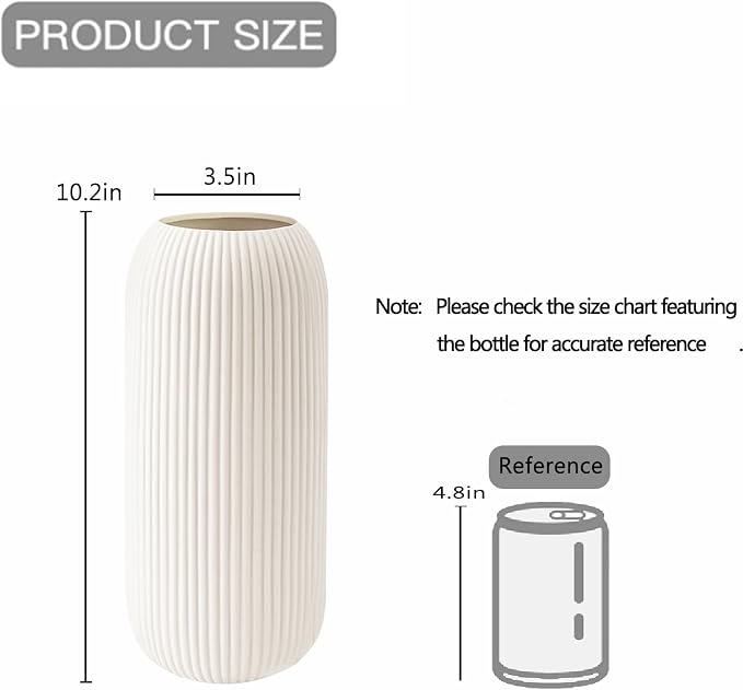 Ceramic Vase for Flowers – Modern Small Ribbed Textured Flower Vase for Home - Image 4