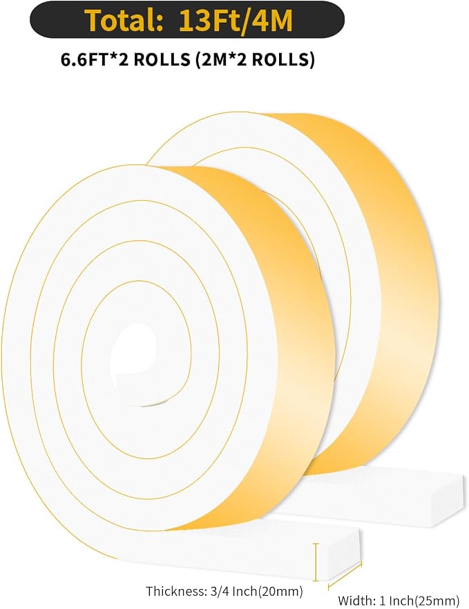 Weather Stripping, High Density CR, Strong Adhesive, 1 in x 3/4 in x 13 Ft | - Image 2