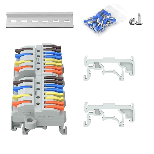 2Pcs Lever Wire Connectors, 4 in 8 Out, 0.7-2.5 mm² | Quick Wiring DIN Terminal by GUETNEU