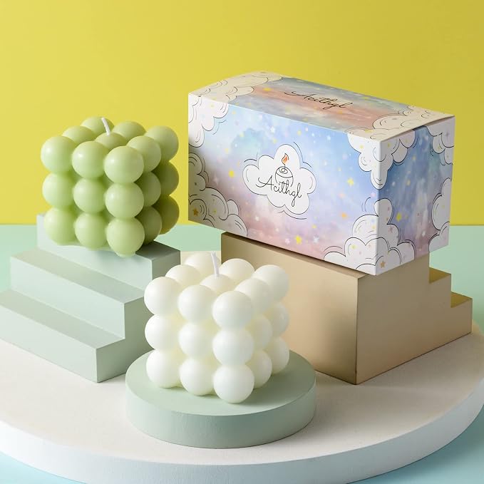 Bubble Candle - Cube Soy Wax Candles, Home Decor Candle, Scented Candle Set 2 - Image 4