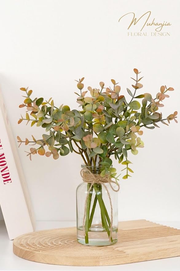 Muhanjia Artificial Eucalyptus Stems in Glass Vase - Image 7