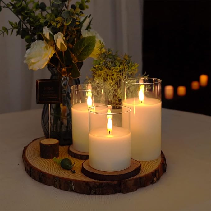 Amagic White Glass Flameless LED Candles Battery Operated - Image 4