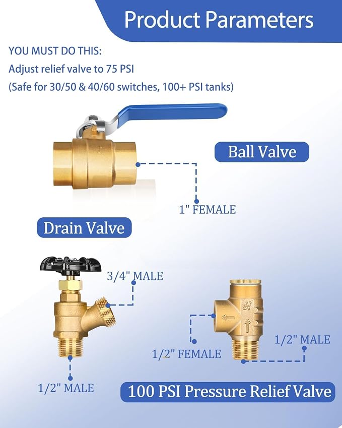 Miumoon 1"x 11" Well Pressure Tank Tee Kit - Image 5