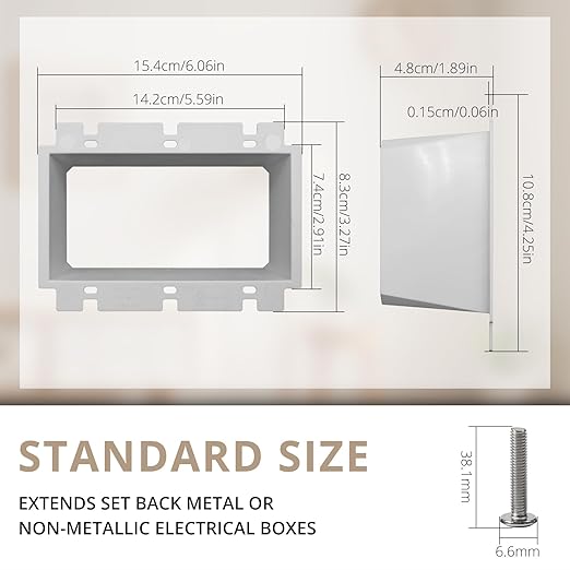 3-Gang BE3 Non-Metallic Electrical Power Outlet Box Extender, Electrical Outlet - Image 2