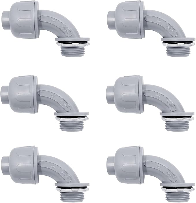 1/2 inch Liquid Tight Connector 90 Degree PVC Flexible Conduit Connector by Wocloer