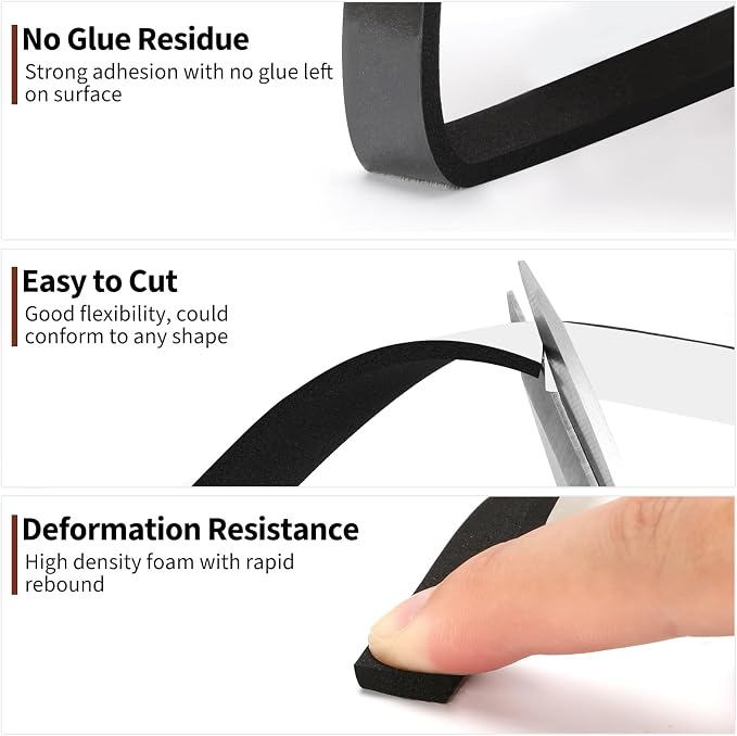 Yotache Foam Strips with Adhesive 1/2" x1/4", Total 26 Ft | Neoprene Weather - Image 6