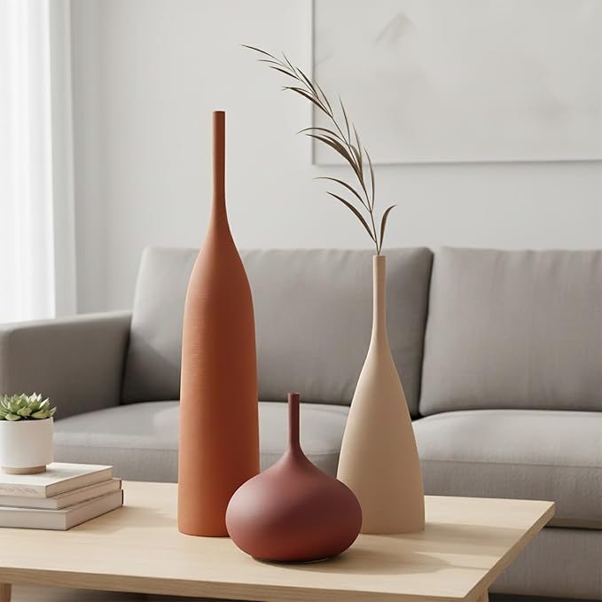 Ceramic Vases Set of 3, Modern Boho Vases - Image 8