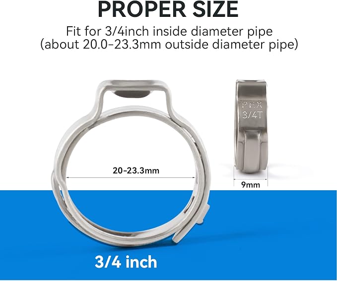 100 Pack GUOFIS 3/4 Inch Pex Cinch Clamp Rings, Premium 304 Stainless Steel | - Image 2