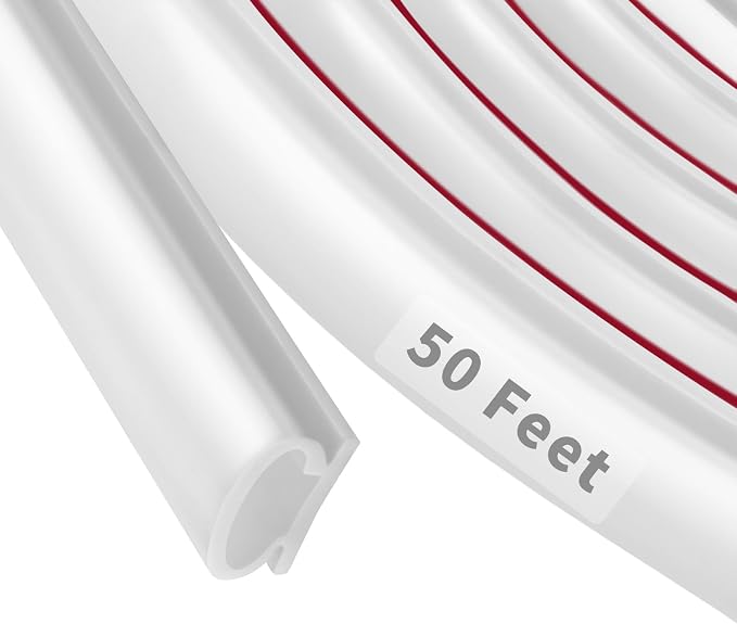 50 Feet D-Shape Rubber Weather Stripping Door Seal Strip, Self-Adhesive Backing by Fingwerk