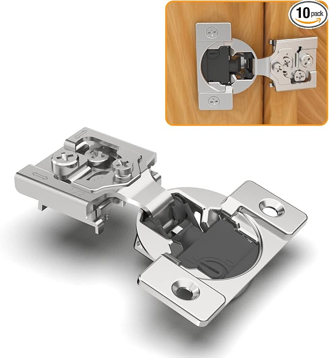 10 Pack 1/2" Overlay 4D Soft Close Concealed Hinges by CHIBERY-US