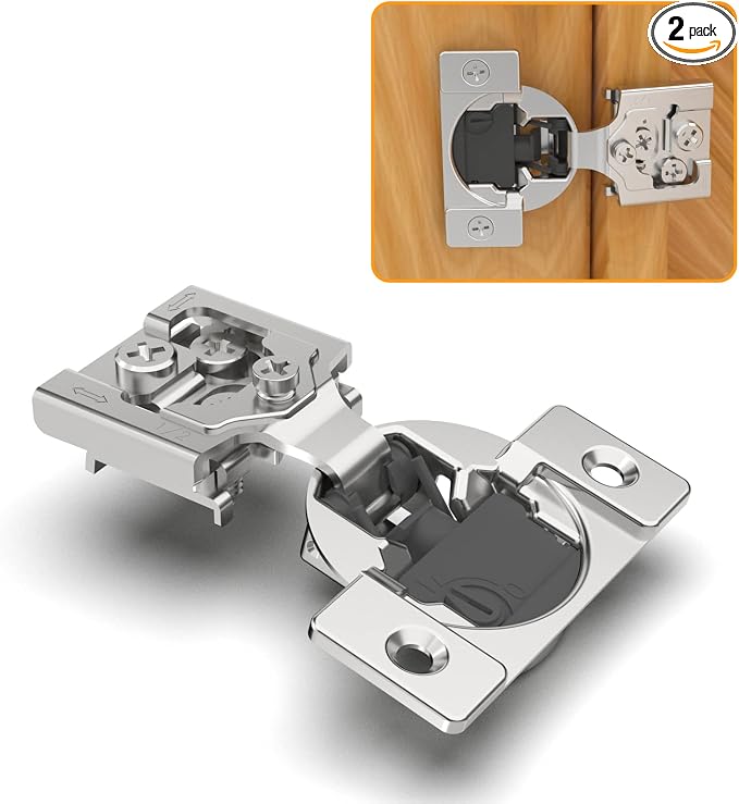 2 Pack 1/2" Overlay 4D Soft Close Concealed Hinges by CHIBERY-US