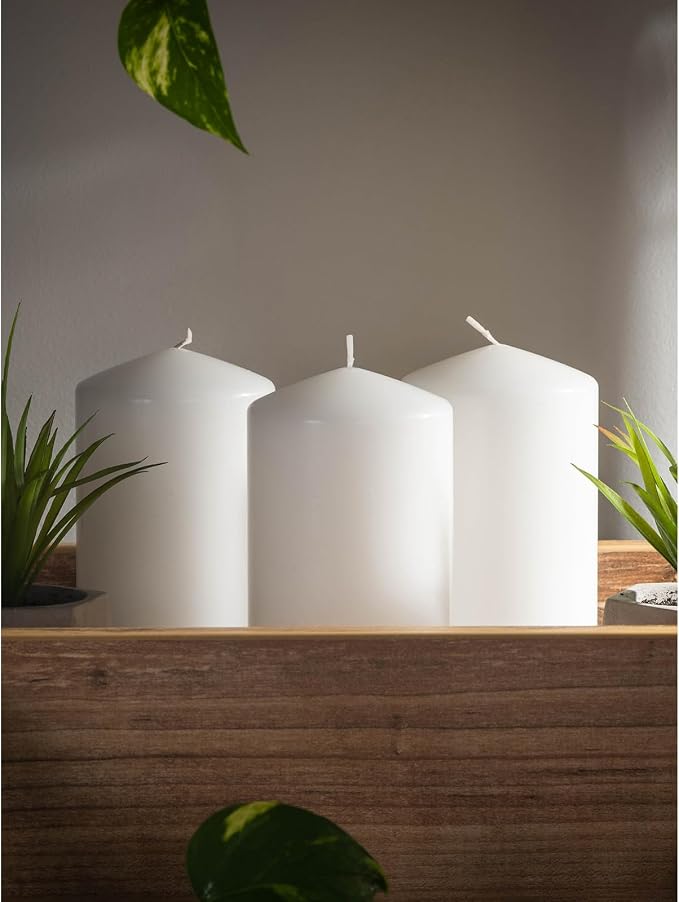 3x6 inch White Pillar Candle Set of 3 - Image 8