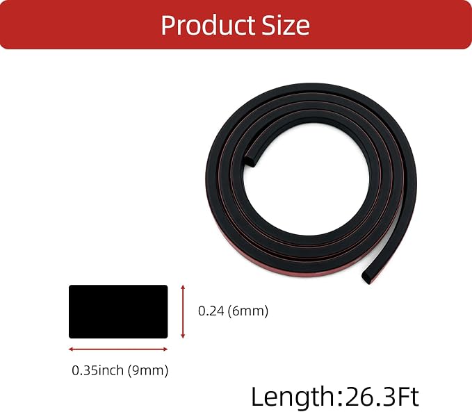 Weather Stripping Seal Strip for Doors/Windows 26Feet, Self-Adhesive - Image 4