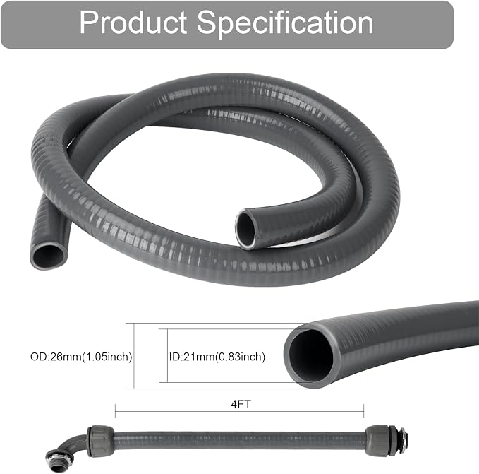 Electrical Conduit Kit 3/4" 4ft, AC Whip Kit, Liquid-Tight PVC Conduit | - Image 2