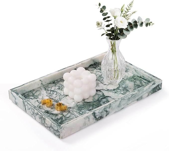 Marble Bathroom Tray for Countertop & Home Decor, Natural Decorative Marble by Homaura