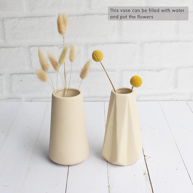 YANLING 6 Pack Light Yellow Ceramic Vase - Image 7