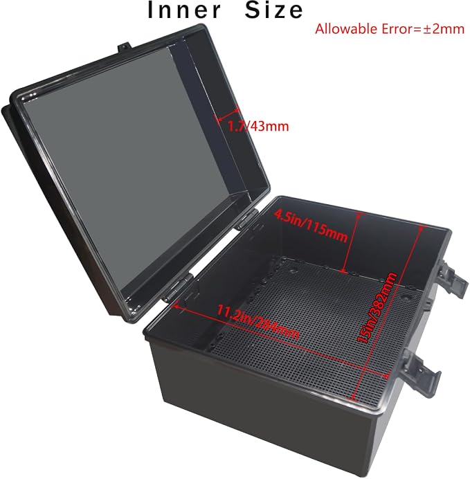 Junction Box, Hinged Black Cover IP67 Waterproof ABS Project Box - Image 3