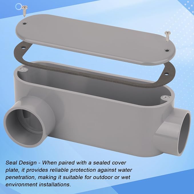 2Pack 1-1/2 Inch Rigid PVC Conduit Body Type LR 1.50IN Slip x Slip PVC Conduit - Image 3