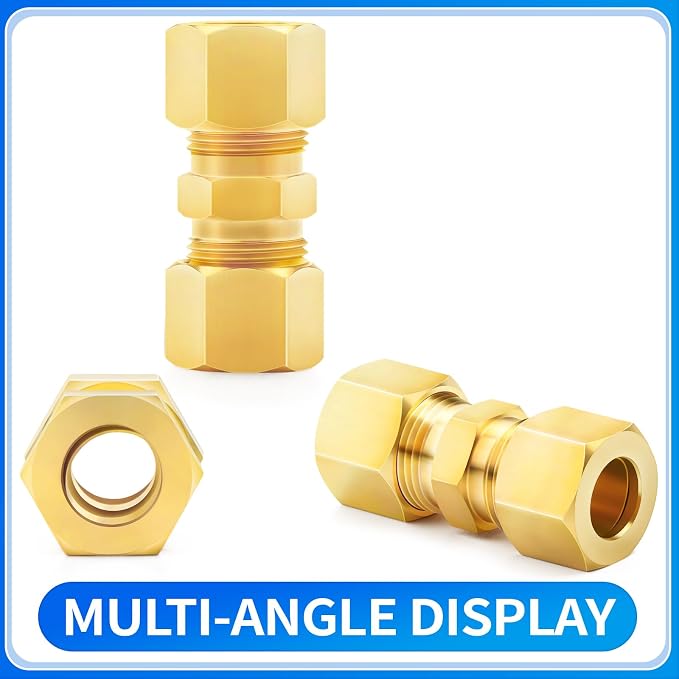 ChillWaves Brass Compression Tube Fitting, 3/16" OD x 3/16" OD Compression - Image 3