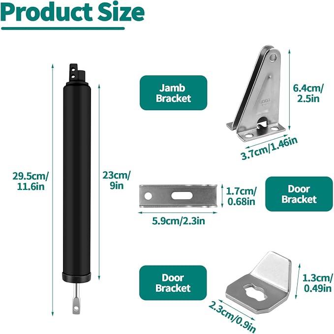 Screen and Storm Door Closer Kit, Heavy Duty Pneumatic Screen and Storm Door - Image 2
