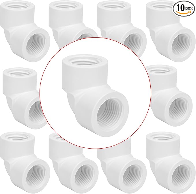 10Pack 1/2" Double Female Thread 90 Degree PVC Elbow Pipe Fitting Connector by Lswteiz